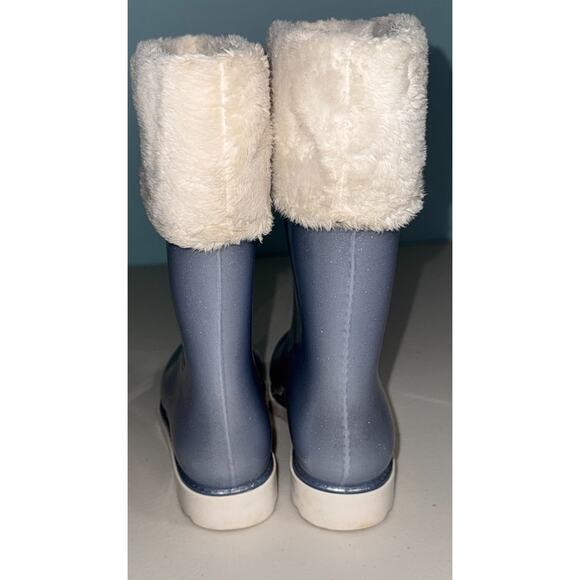 Melissa Girls 1 Mel Rain Boot II Outdoor Playwear Glitter Cool Weather Faux Fur - Picture 6 of 8